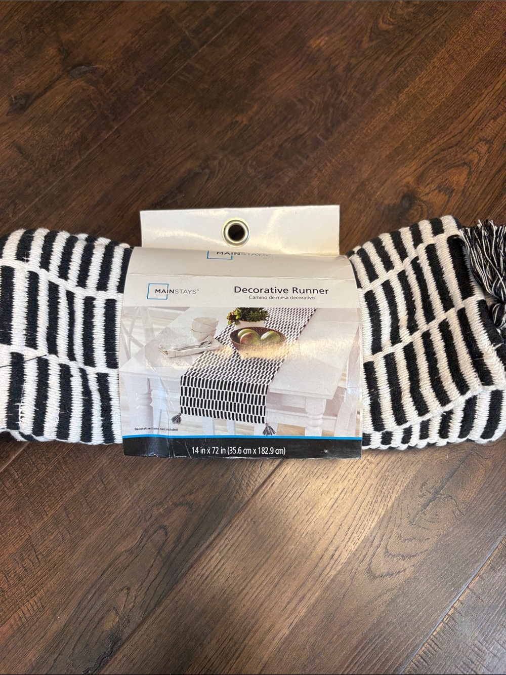 Mainstays Black and White Striped Decorative Runner 14 x 72 inch